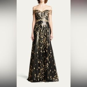 Rene Ruiz Off Shoulder Metallic A Line Gown size 6